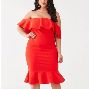 Hot red knee length dress